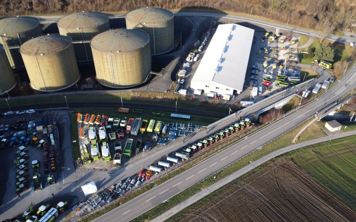 Luftaufnahme von den Serco Open Landwirtschaftsmaschinen-Ausstellung