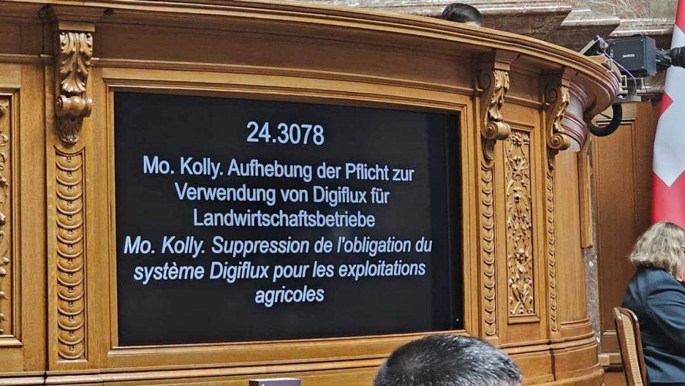 La motion Kolly demande la suppression de l'obligation d'utiliser le Digiflux pour les exploitations agricoles. Image : zVg